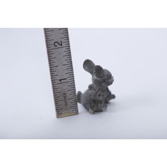 Bunny, With Butterfly, Pewter, Statue, Miniature, Game Piece, Statuette, Vintage - Picture 3 of 3